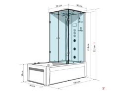 AcquaVapore Dusche Wanne Kombination K05-L30-EC Duschkabine 180x90< Einhebelmischer