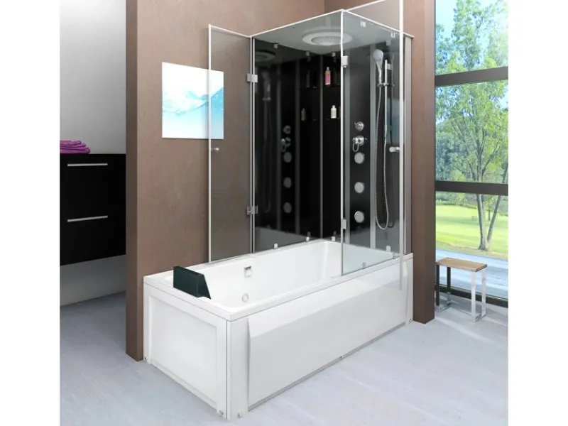 AcquaVapore Dusche Wanne Kombination K05-L30-EC Duschkabine 180x90< Einhebelmischer