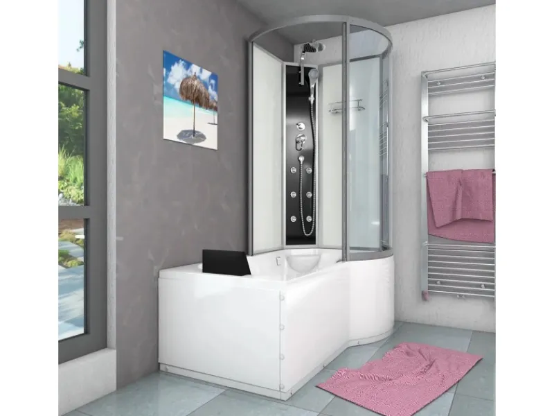 AcquaVapore Einhebelmischer<Kombination Badewanne Dusche K50-L00 Duschtempel 170x100