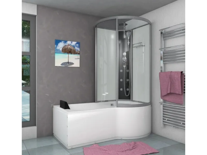 AcquaVapore Einhebelmischer<Kombination Badewanne Dusche K50-L00 Duschtempel 170x100