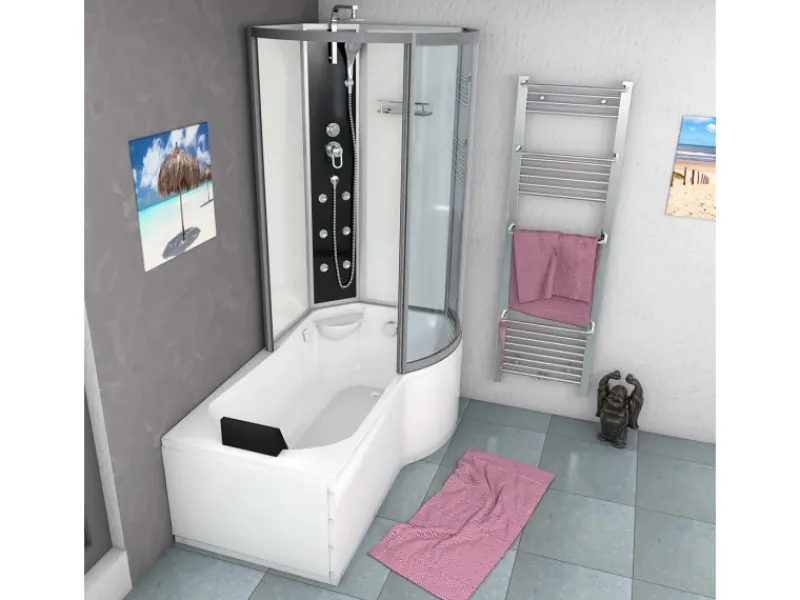 AcquaVapore Einhebelmischer<Kombination Badewanne Dusche K50-L00 Duschtempel 170x100