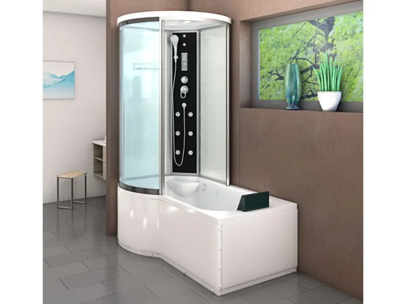 AcquaVapore Einhebelmischer<Kombination Badewanne Dusche K55-R01-EC Duschtempel 100x170