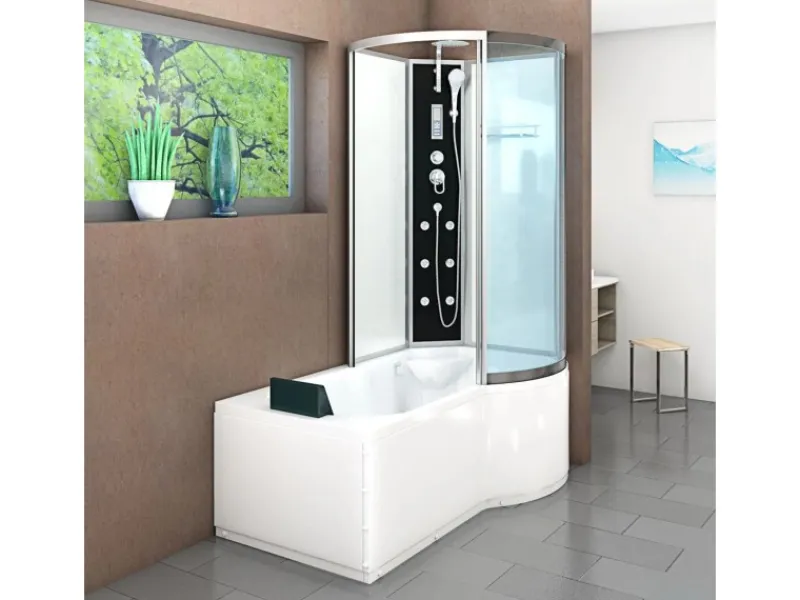 Outlet AcquaVapore Kombination Badewanne Dusche K50-L01 Duschtempel 170x100