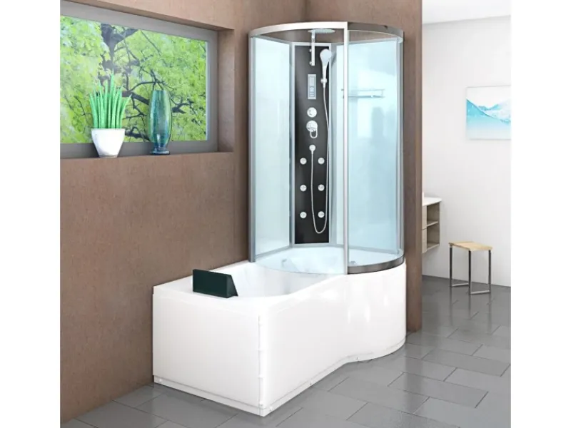 Outlet AcquaVapore Kombination Badewanne Dusche K50-L01 Duschtempel 170x100