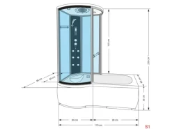 Hot AcquaVapore Kombination Badewanne Dusche K55-R33-EC Duschtempel 100x170