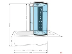 AcquaVapore Einhebelmischer<Kombination Badewanne Dusche K55-L31-EC Duschtempel 170x100