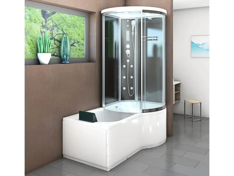 AcquaVapore Einhebelmischer<Kombination Badewanne Dusche K55-L31-EC Duschtempel 170x100