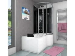 AcquaVapore Einhebelmischer<Kombination Badewanne Dusche K50-L30-EC Duschtempel 170x100