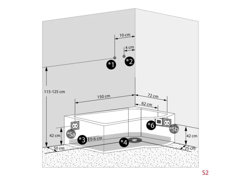 AcquaVapore Einhebelmischer<Kombination Badewanne Dusche K50-L33 Duschtempel 170x100