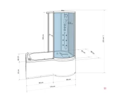 AcquaVapore Einhebelmischer<Kombination Badewanne Dusche K50-L33 Duschtempel 170x100