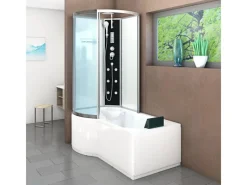 AcquaVapore Einhebelmischer<Kombination Badewanne Dusche K50-R01 Duschtempel 100x170