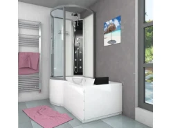AcquaVapore Kombination Badewanne Dusche K50-R00-EC Duschtempel 100x170< Einhebelmischer