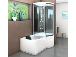 AcquaVapore Kombination Badewanne Dusche K55-L31 Duschtempel 170x100< Einhebelmischer