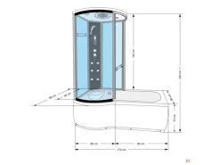 AcquaVapore Einhebelmischer<Kombination Whirlpool Dusche K55-R33-WP-EC Duschkabine Wanne 100x170
