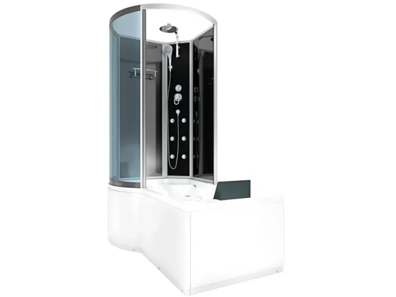 AcquaVapore Einhebelmischer<Kombination Whirlpool Dusche K50-R30-WP-EC Duschkabine Wanne 100x170