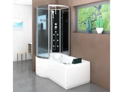 AcquaVapore Einhebelmischer<Kombination Whirlpool Dusche K50-R30-WP-EC Duschkabine Wanne 100x170