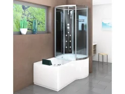 AcquaVapore Einhebelmischer<Kombination Whirlpool Dusche K50-L30-WP-EC Duschkabine Wanne 170x100