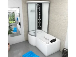AcquaVapore Einhebelmischer<Kombination Whirlpool Dusche K55-R01-WP-EC Duschkabine Wanne 100x170