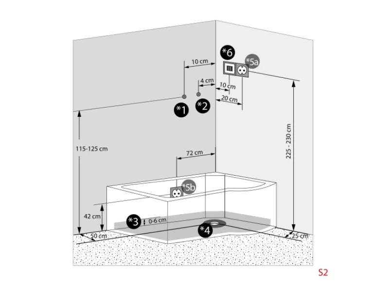 Best AcquaVapore Kombination Whirlpool Dusche K55-L33-WP Duschkabine Wanne 170x100