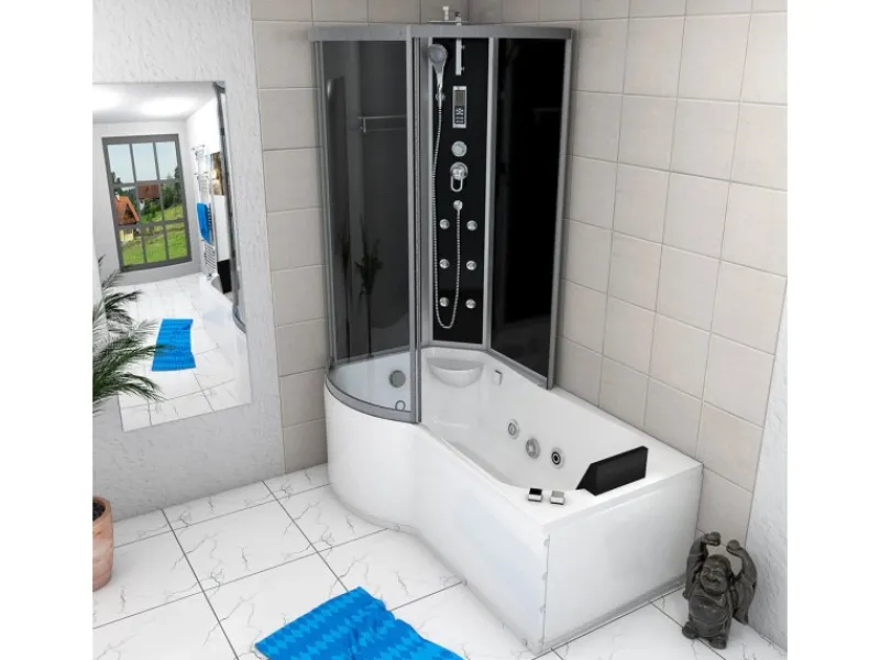 AcquaVapore Kombination Whirlpool Dusche K50-R31-WP Duschkabine Wanne 100x170< Einhebelmischer