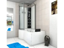 AcquaVapore Einhebelmischer<Kombination Whirlpool Dusche K50-R01-WP-EC Duschkabine Wanne 100x170
