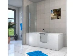 AcquaVapore Seniorendusche und Badewanne mit Tür S12D-TH-R-EC Dusche 85x170< Einhebelmischer