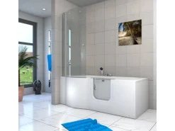 AcquaVapore Seniorendusche und Badewanne mit Tür S12D-EH-R-EC Dusche 85x170< Einhebelmischer
