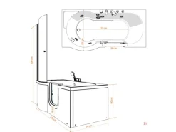 AcquaVapore Seniorendusche und Wanne mit Whirlpool S12D-TH-AIR-R-EC Dusche 85x17< Einhebelmischer