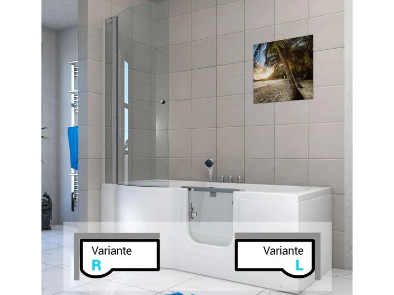 Hot AcquaVapore Seniorendusche und Badewanne mit Tür S12D-TH-L Dusche 170x85