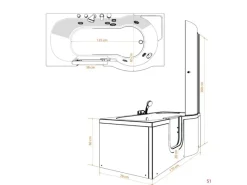 AcquaVapore Seniorendusche und Wanne mit Whirlpool S12D-TH-AIR-L-EC Dusche 170x8