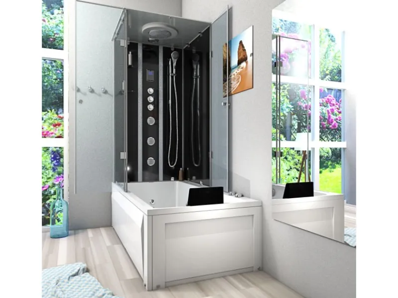 AcquaVapore Whirlpool Dusche Kombination K05-R33-WP-EC Duschtempel 90x180< Einhebelmischer
