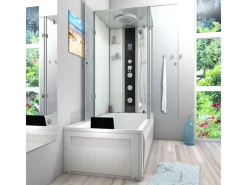 AcquaVapore Whirlpool Dusche Kombination K05-L01-WP Duschtempel 180x90< Einhebelmischer