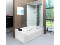 AcquaVapore Whirlpool Dusche Kombination K05-L02-WP-EC Duschtempel 180x90< Einhebelmischer