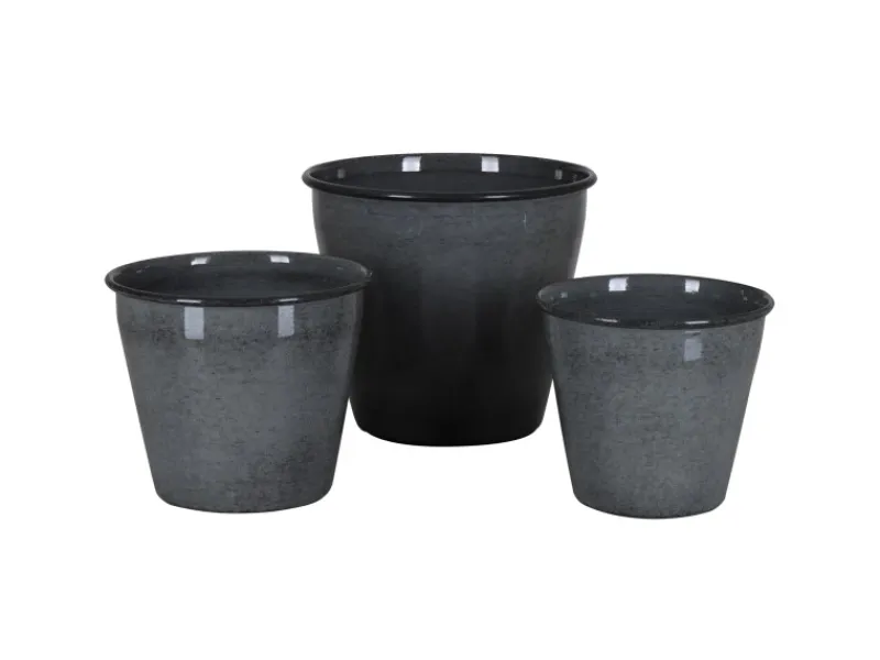 A.H.G. Metall-Topf mit Ablaufstopfen Ø 20,5 cm cm x 18 cm Anthrazit< Töpfe