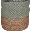 A.H.G. Pflanzkorb aus Seegras und Jutestoff Ø 16 cm x 16 cm Salbei-Natur< Töpfe