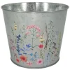 A.H.G. Töpfe<Übertopf Metall Verzinkt Rund Blumenaufdruck Ø 19,5 cm x 15,5 cm Silber