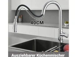Einhebelmischer<AICA Säulenbrause-Wasserhahn Zwei Wasserauslassmodi Küche Mischbatterie Ausziehbar 360° Drehbar Einhand-Spültischarmatur Bad Küchenarmatur