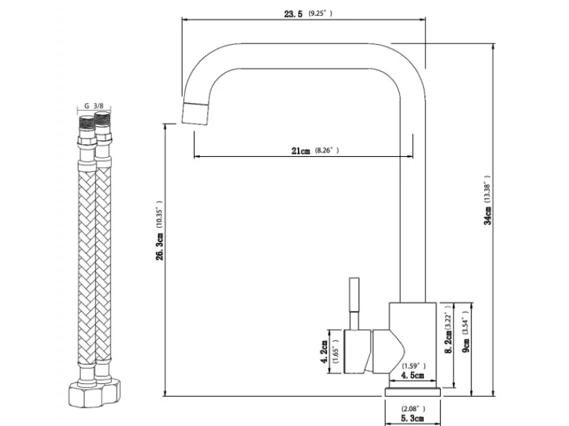 Einhebelmischer<AICA Wasserhahn 360° Drehbare Wassersparende Silber Küchenarmatur Hochdruckfestes Design aus 304 Edelstahl Gefertigt Kaltes/Warmes Wasser