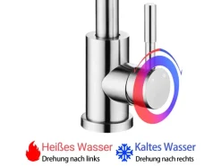 Einhebelmischer<AICA Wasserhahn 360° Drehbare Wassersparende Silber Küchenarmatur Hochdruckfestes Design aus 304 Edelstahl Gefertigt Kaltes/Warmes Wasser
