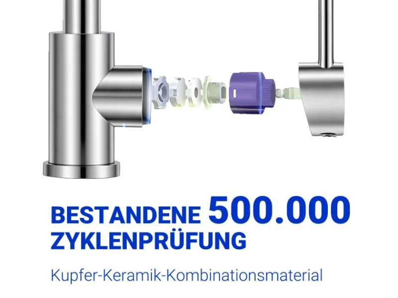 Einhebelmischer<AICA Wasserhahn 360° Drehbare Wassersparende Silber Küchenarmatur Hochdruckfestes Design aus 304 Edelstahl Gefertigt Kaltes/Warmes Wasser