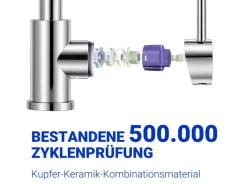 AICA Wasserhahn 360° Drehbare Wassersparende Chrom Küchenarmatur Hochdruckfestes Design aus 304 Edelstahl Gefertigt Kaltes/Warmes Wasser< Einhebelmischer