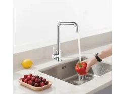 AICA Wasserhahn 360° Drehbare Wassersparende Chrom Küchenarmatur Hochdruckfestes Design aus 304 Edelstahl Gefertigt Kaltes/Warmes Wasser< Einhebelmischer