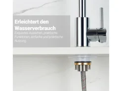 AICA Wasserhahn 360° Drehbare Wassersparende Chrom Küchenarmatur Hochdruckfestes Design aus 304 Edelstahl Gefertigt Kaltes/Warmes Wasser< Einhebelmischer