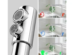 AICA Wasserhahn Küche Spültischarmatur 3-Wege mit Trinkwasserfilter 2-Hebel Design für Doppelspülen 360° Schwenkbar< Zweigriffarmatur|Einhebelmischer