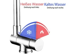 Best AICA Wasserhahn Doppelfunktion 360° Drehbare Kippbare Silber Küchenarmatur mit 304 Edelstahl und Keramikventil Mischbatterie Silber Gebürstet