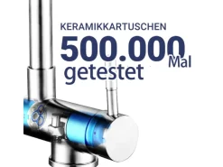 Best AICA Wasserhahn Doppelfunktion 360° Drehbare Kippbare Silber Küchenarmatur mit 304 Edelstahl und Keramikventil Mischbatterie Silber Gebürstet