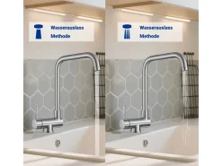Best AICA Wasserhahn Doppelfunktion 360° Drehbare Kippbare Silber Küchenarmatur mit 304 Edelstahl und Keramikventil Mischbatterie Silber Gebürstet