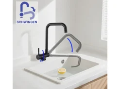 AICA Wasserhahn Doppelfunktion 360° Drehbare Kippbare Küchenarmatur mit 304 Edelstahl und Keramikventil Mischbatterie< Einhebelmischer