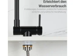 AICA Wasserhahn Doppelfunktion 360° Drehbare Kippbare Küchenarmatur mit 304 Edelstahl und Keramikventil Mischbatterie< Einhebelmischer