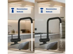 AICA Wasserhahn Doppelfunktion 360° Drehbare Kippbare Küchenarmatur mit 304 Edelstahl und Keramikventil Mischbatterie< Einhebelmischer